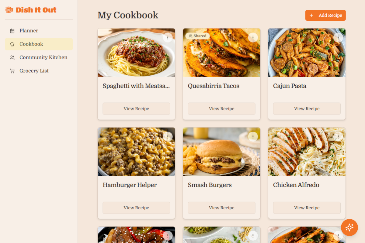 A digital cookbook showing multiple recipes