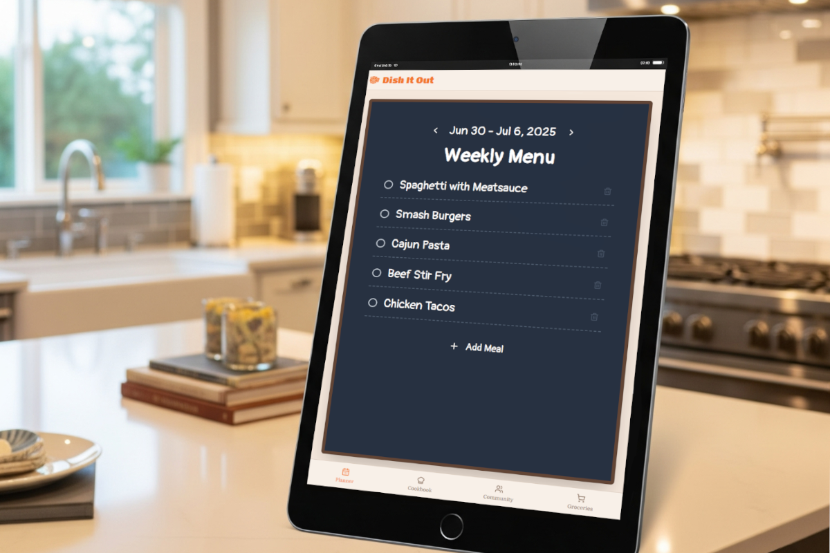 A chalkboard menu planner